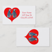 Love Birds Penguin Couple Red Heart Thunder_Cove Visitenkarte (Vorne/Hinten)