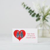 Love Birds Penguin Couple Red Heart Thunder_Cove Visitenkarte (Stehend Vorderseite)