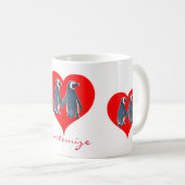 Love Birds Penguin Couple Red Hearts Thunder_Cove Kaffeetasse (VorderseiteRechts)
