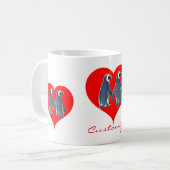 Love Birds Penguin Couple Red Hearts Thunder_Cove Kaffeetasse (Vorderseite Links)