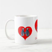 Love Birds Penguin Couple Red Hearts Thunder_Cove Kaffeetasse (Links)