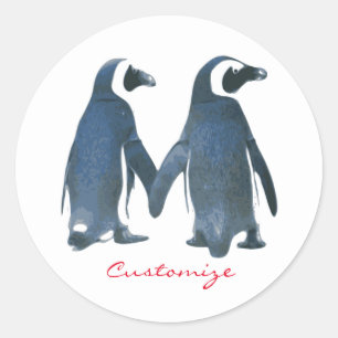 Love Birds Penguin Couple Thunder_Cove Runder Aufkleber