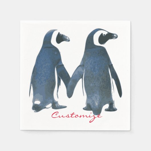 Love Birds Penguin Couple Thunder_Cove Serviette (Vorderseite)