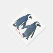 Love Birds Penguin Couple Thunder_Cove Serviette (Ecke)