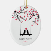 Love Birds Personalisiert Couple Dating Keramik Ornament (Rechts)