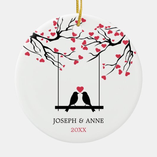 Love Birds Personalisiert Couple Dating Keramik Ornament (Vorne)