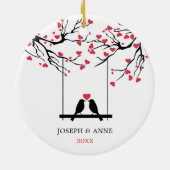 Love Birds Personalisiert Couple Dating Keramik Ornament (Hinten)