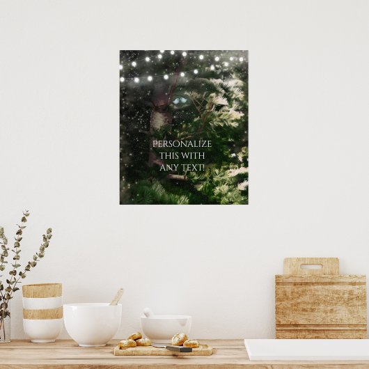 Love Birds + Pine Tree Night Wedding Custom Banner Poster (Küche)