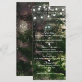 Love Birds + Pine Tree Night Wedding Menu Card Menükarte (Vorne/Hinten)