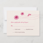 Love Birds Pink Dots Niedliche Blume Hochzeit RSVP (Vorderseite)