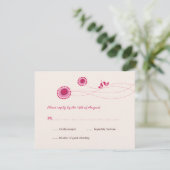 Love Birds Pink Dots Niedliche Blume Hochzeit RSVP (Stehend Vorderseite)