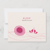 Love Birds Pink Dots Niedliche Blume Hochzeit RSVP (Rückseite)
