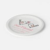 Love Birds Pink Lovebirds Just Married Wedding Pappteller (Schrägansicht)