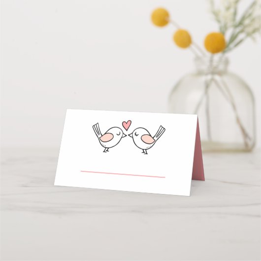 Love Birds Pink White Garden Lovebirds Hochzeit Platzkarte (Vorderseite)