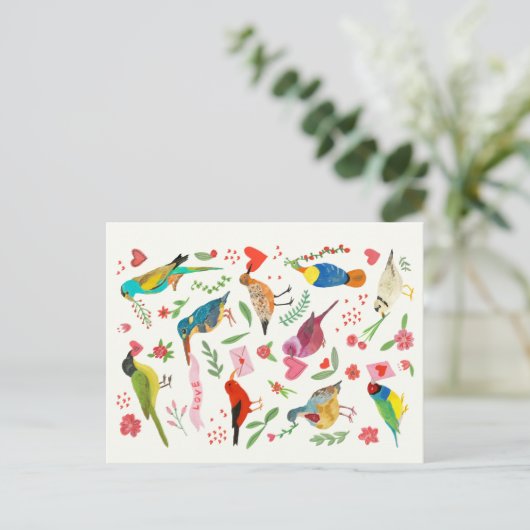 Love Birds Postcard Postkarte (Stehend Vorderseite)