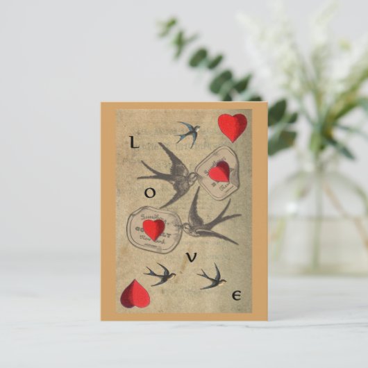 Love Birds Postkarte (Stehend Vorderseite)