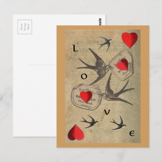Love Birds Postkarte (Vorne/Hinten)
