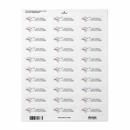 Love Birds Return Labels (Vorne)