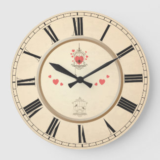 Love Birds Roman Numeral Große Wanduhr