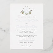 Love Birds "S" Monogram Foil Weditation Folieneinladung (Vorderseite)