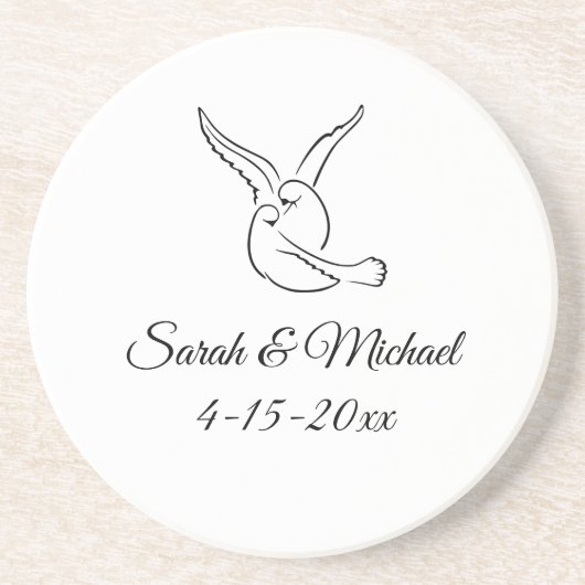 Love Birds Sandstone Coaster Getränkeuntersetzer (Vorne)