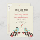Love Birds Save the Date Card Ankündigungspostkarte (Vorne/Hinten)