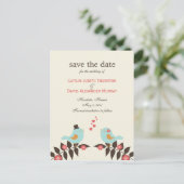 Love Birds Save the Date Card Ankündigungspostkarte (Stehend Vorderseite)