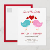 Love Birds Save the Date Card Ankündigungspostkarte (Vorne/Hinten)