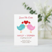 Love Birds Save the Date Card Ankündigungspostkarte (Stehend Vorderseite)
