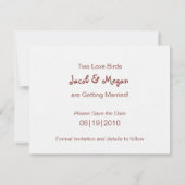 Love Birds Save the Date Einladung (Rückseite)