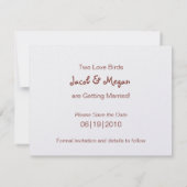 Love Birds Save the Date Einladung (Rückseite)