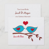 Love Birds Save the Date Einladung (Vorne/Hinten)