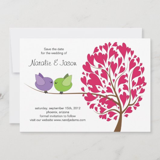 Love Birds Save the Date Karte (Vorderseite)
