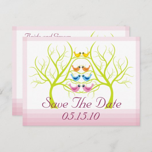 Love Birds Save the Date Postkarten (Vorne/Hinten)