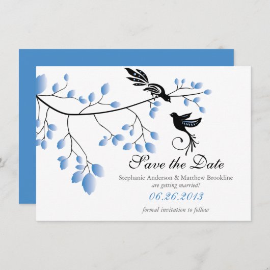 Love Birds Save the Date Wedding Ankündigung (Vorne/Hinten)