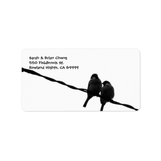 Love Birds Silhouette Hochzeitadresse Lable Adressaufkleber (Vorne)