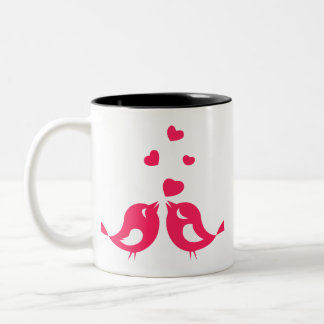 Love Birds Sip Together: Romantic Couple CoffeeMug Zweifarbige Tasse
