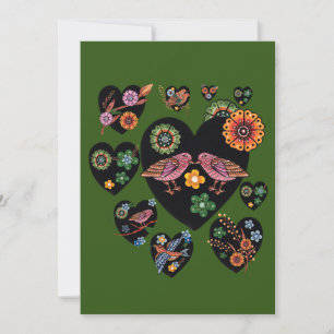 Love Birds Skandinavien Folk Art Valentine's Day Feiertagskarte