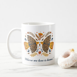 Love Birds Skandinavien Folk Art Valentine's Day Kaffeetasse