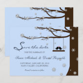 Love Birds Snowflake Oak Tree Winter Save the Date (Vorne/Hinten)