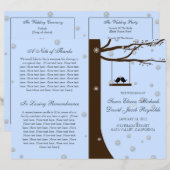Love Birds Snowflakes Oak Tree Hochzeitsprogramm (Vorne/Hinten)