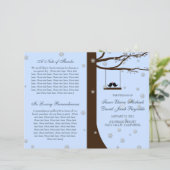 Love Birds Snowflakes Oak Tree Hochzeitsprogramm (Stehend Vorderseite)