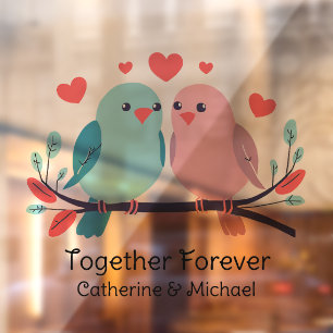 Love Birds Together Forever Valentinstag Wedding Fensteraufkleber