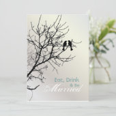 Love Birds Tree Hochzeit Probe Dinner Einladung (Stehend Vorderseite)