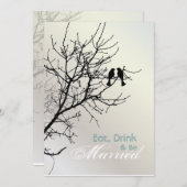 Love Birds Tree Hochzeit Probe Dinner Einladung (Vorne/Hinten)