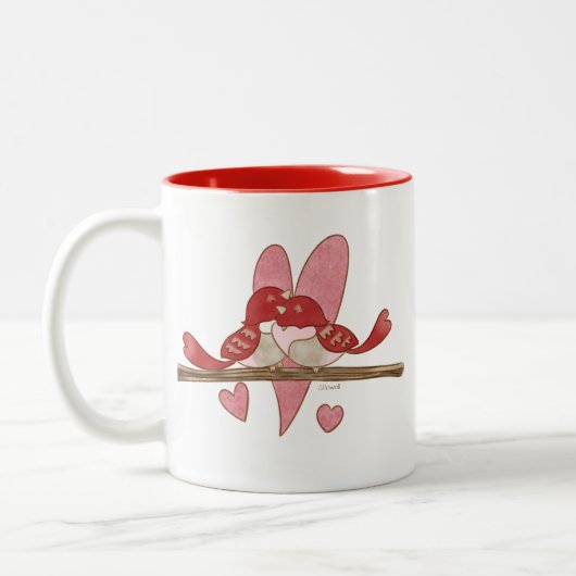 Love Birds Valentine Zweifarbige Tasse (Links)