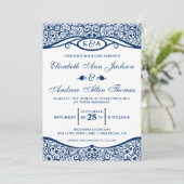 Love Birds Vine Muster Hochzeit Einladung (Stehend Vorderseite)