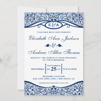 Love Birds Vine Muster Hochzeit Einladung