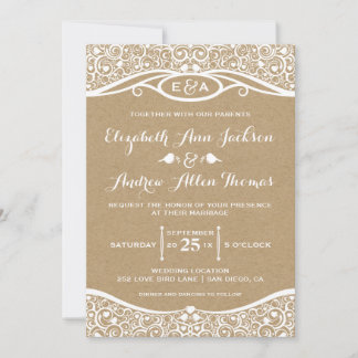 Love Birds Vine Muster Hochzeit Einladung