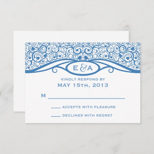 Love Birds Vine Pattern R.S.V.P. RSVP Karte (Vorne/Hinten)